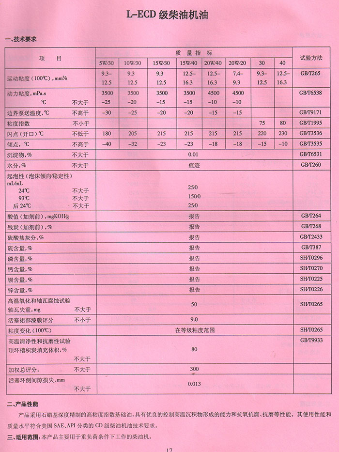 LECD級柴油機(jī)油 LECD級柴油機(jī)油